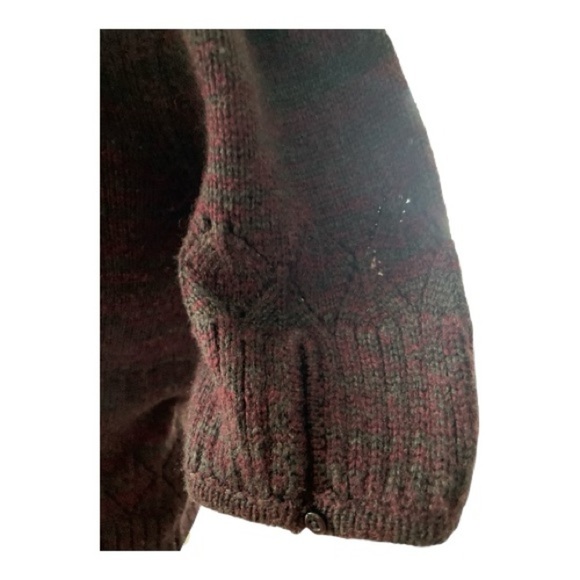 Moda International Burgundy Short Sleeve Sweater with Leaf Lace Pattern - Picture 3 of 5